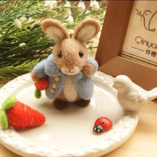 Needle Felting《Bunny》 Material Kit Handmade ,Animal Needle Felting Kit for Beginners 058