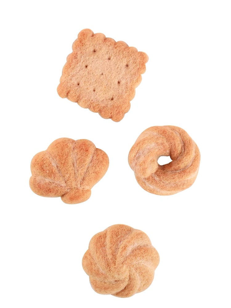 Needle Felting 《Cookies》Refrigerator Sticker needle felt Material Kit Handmade 1Set(4Cookies),needle felting for beginners 060