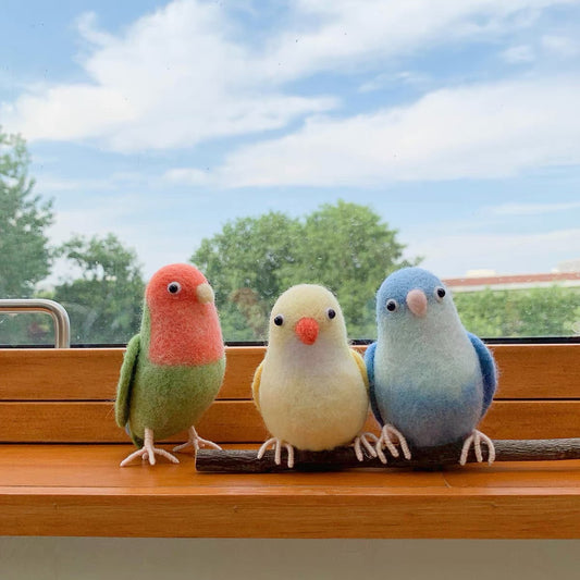 Needle Felting《Parrot》 Material Kit Handmade ,Animal Needle Felting Kit for Beginners 1 Set(3Parrots)061