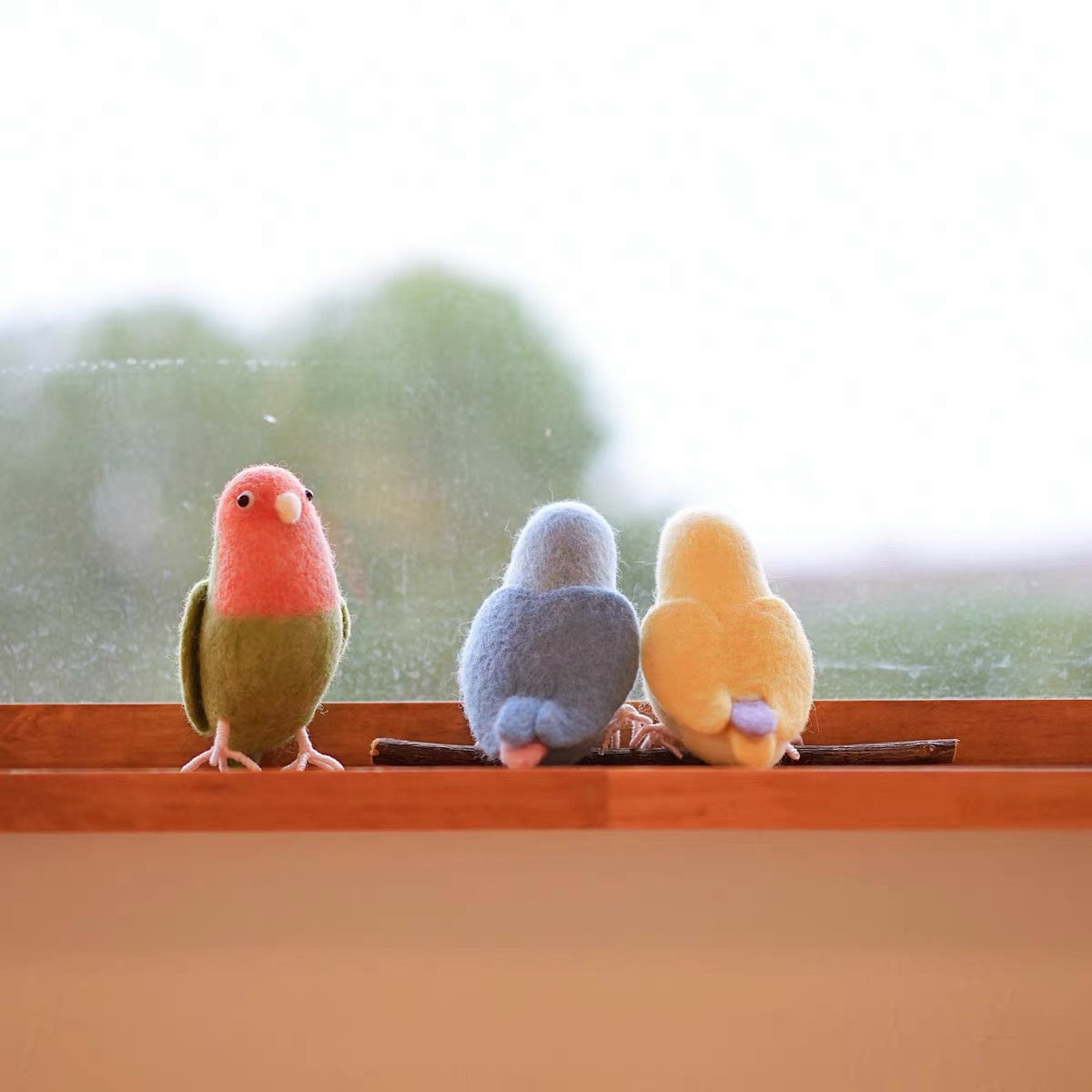 Needle Felting《Parrot》 Material Kit Handmade ,Animal Needle Felting Kit for Beginners 1 Set(3Parrots)061