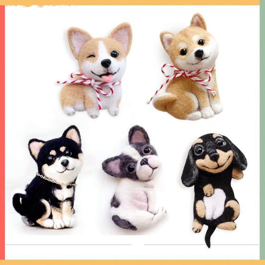 Needle Felting《Doggy》Brooch Material Kit ,Animal Needle Felting Kit for Beginners
