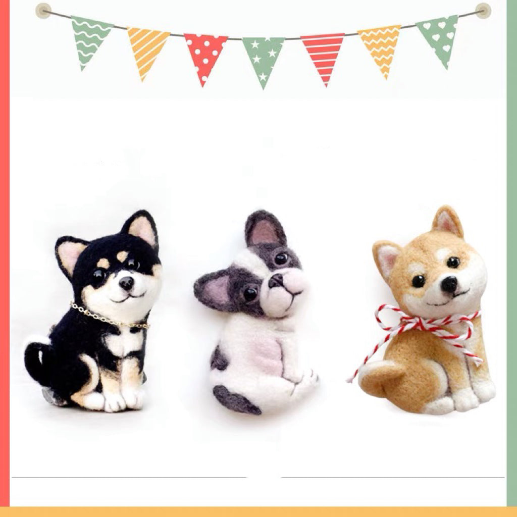 Needle Felting《Doggy》Brooch Material Kit ,Animal Needle Felting Kit for Beginners
