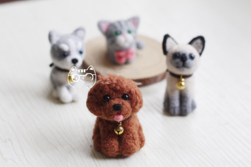Needle Felted Animals Material Kit ,Animal Needle Felting Kit for Beginners 1Set(4dogs)