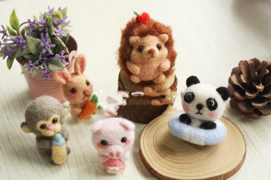 Needle Felting Animals Material Kit ,Animal Needle Felting Kit for Beginners 1Set(5animals)
