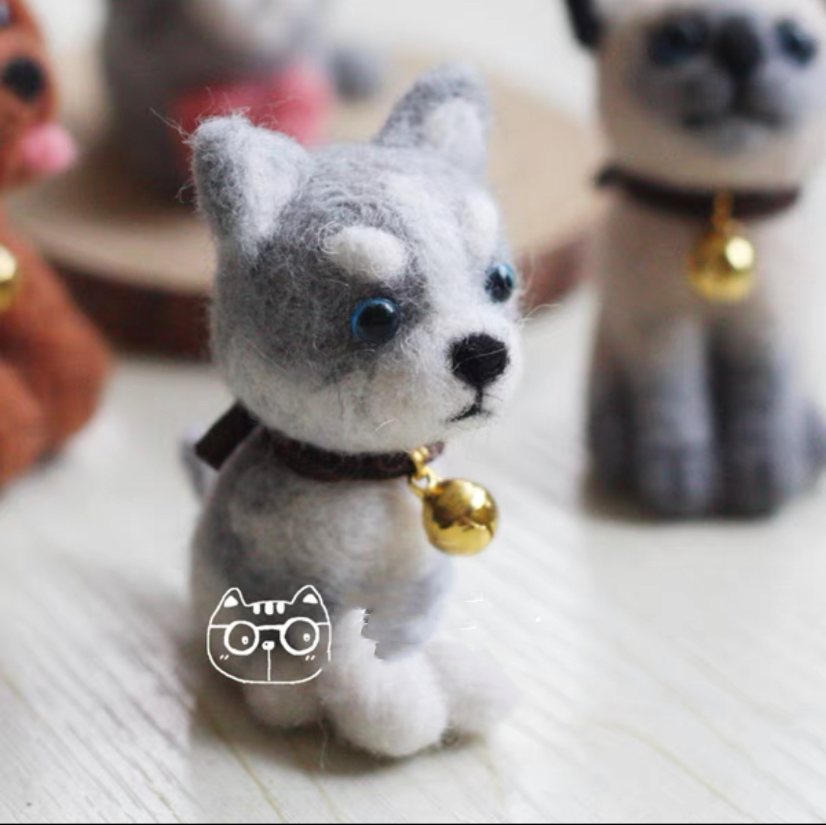 Needle Felted Animals Material Kit ,Animal Needle Felting Kit for Beginners 1Set(4dogs)