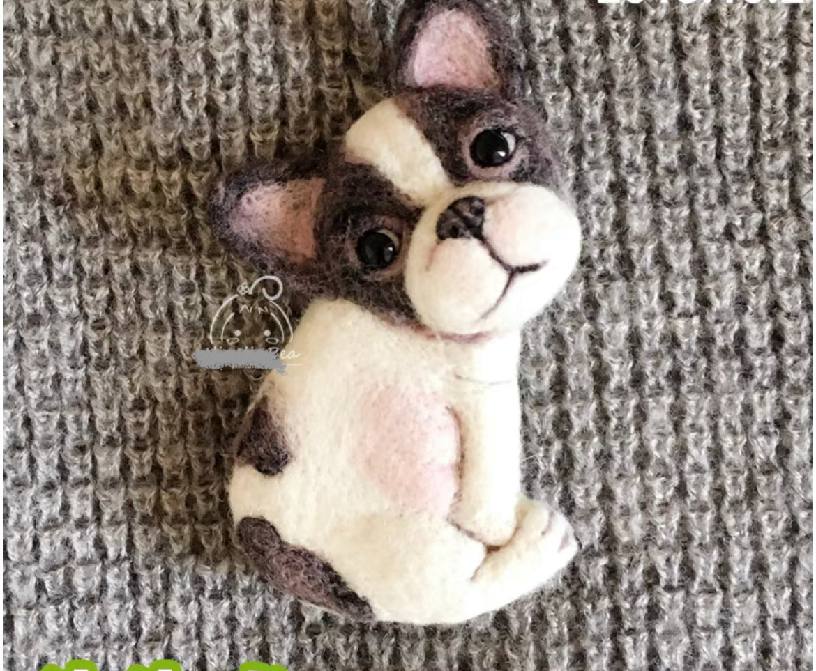 Needle Felting《Doggy》Brooch Material Kit ,Animal Needle Felting Kit for Beginners