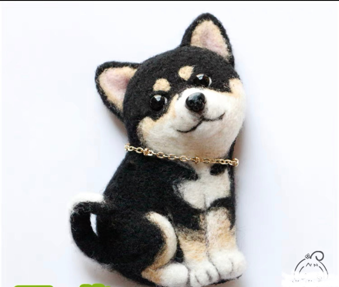 Needle Felting《Doggy》Brooch Material Kit ,Animal Needle Felting Kit for Beginners