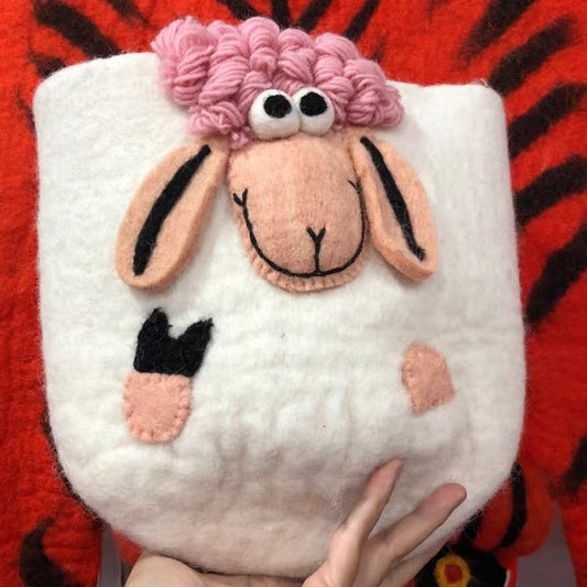 Felt handbag with sheep detail,Handmade04