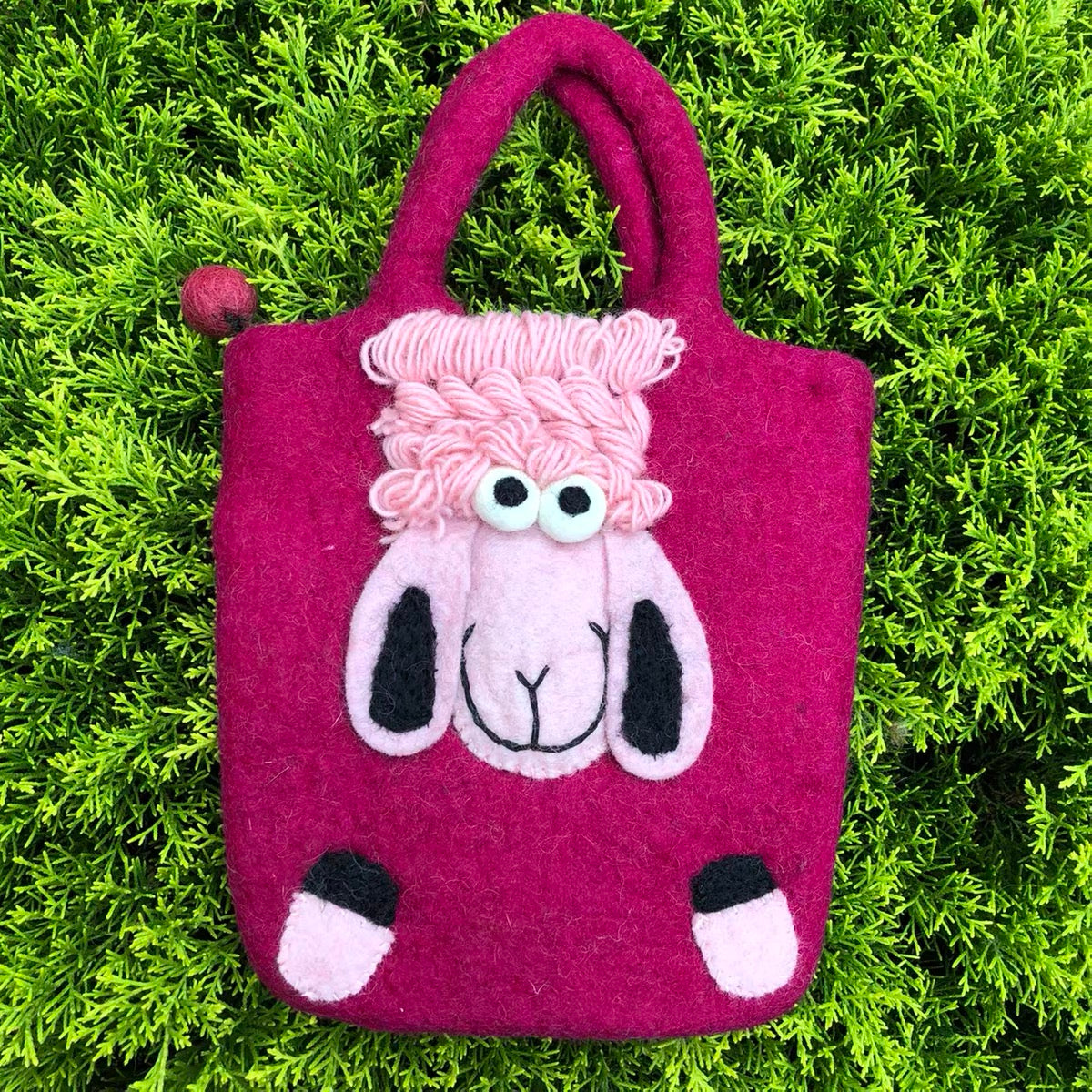 Felt handbag with sheep detail,Handmade04