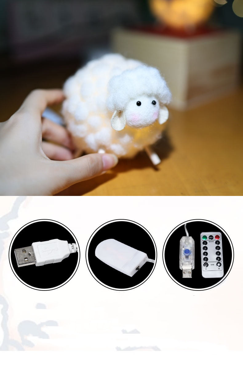 Needle Felting《sheep》 Material Kit with Light Handmade ,Animal Needle Felting Kit for Beginners 1set(2 sheeps)064