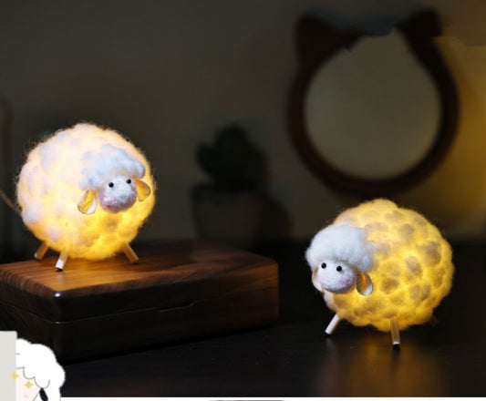 Needle Felting《sheep》 Material Kit with Light Handmade ,Animal Needle Felting Kit for Beginners 1set(2 sheeps)064