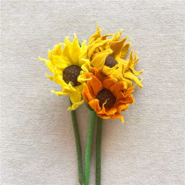 Needle felting Felt flowers with detail,Handmade 1set(3-5flowers) room decor018