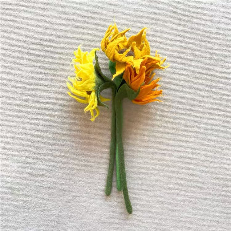Needle felting Felt flowers with detail,Handmade 1set(3-5flowers) room decor018