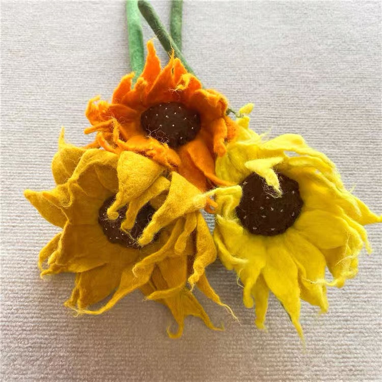 Needle felting Felt flowers with detail,Handmade 1set(3-5flowers) room decor018