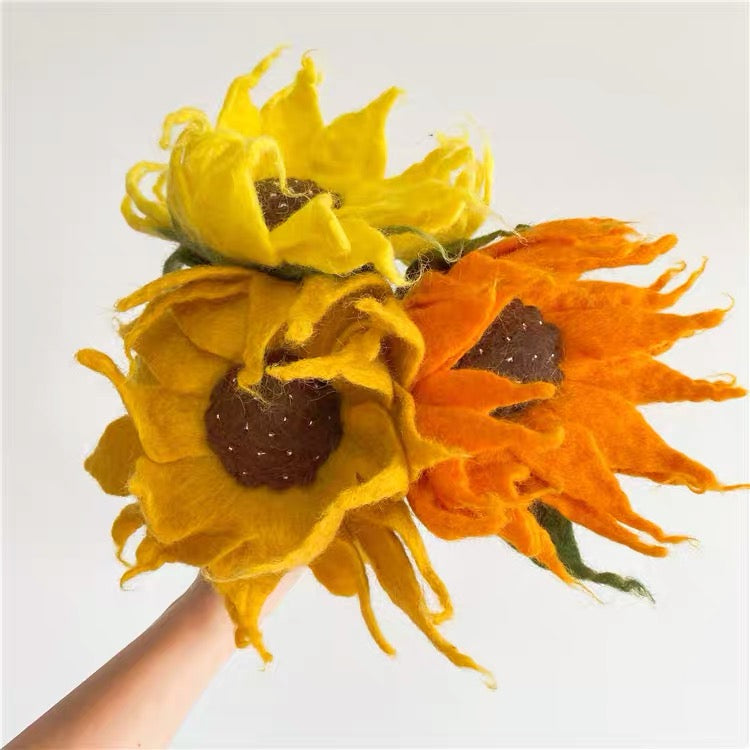 Needle felting Felt flowers with detail,Handmade 1set(3-5flowers) room decor018