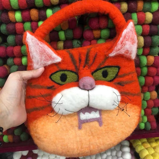 Needle felting Felt handbag with detail,Handmade 031