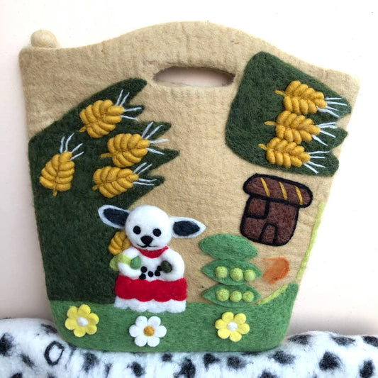 Needle felting Felt handbag with detail,Handmade 029