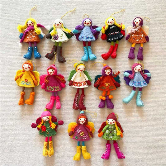 Needle felting Felt dolls with detail,Handmade 1set (2dolls)028