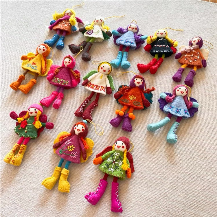 Needle felting Felt dolls with detail,Handmade 1set (2dolls)028