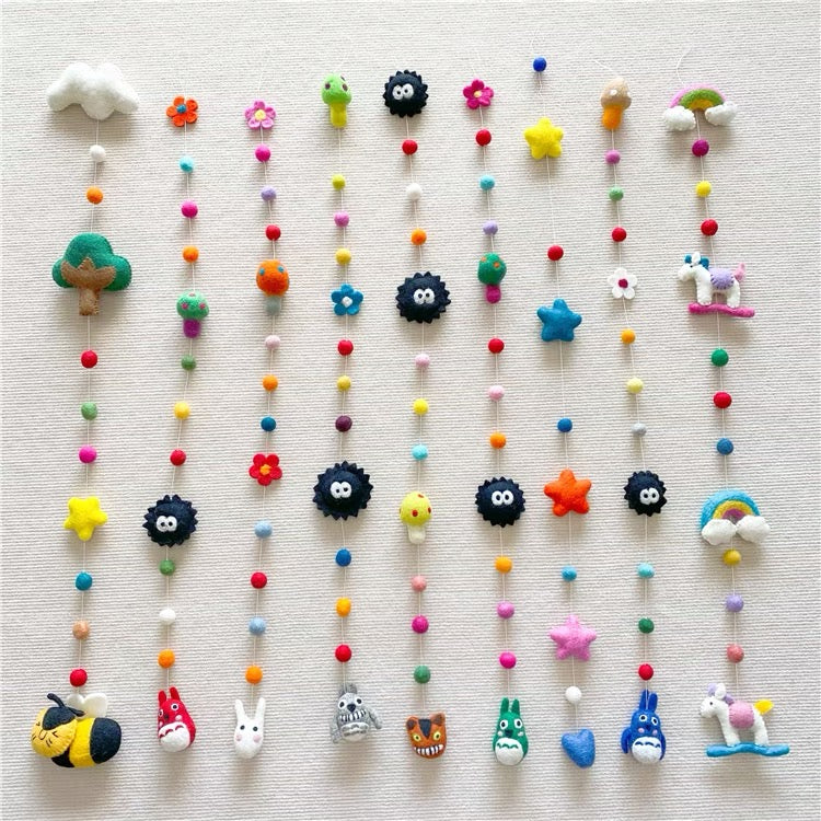 Needle felting Felt Hanging decorations with animals detail,Handmade room decor021