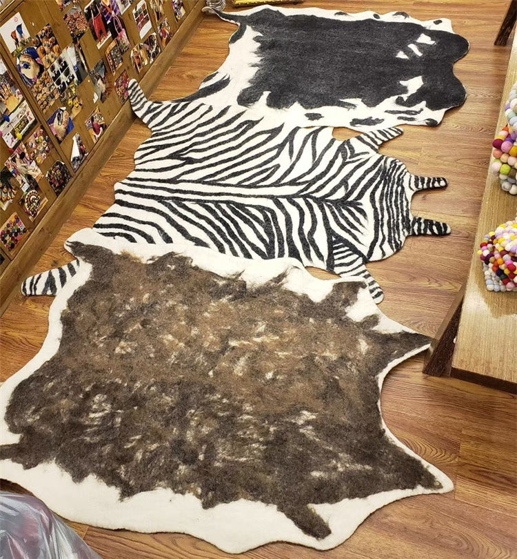 Needle felting Felt carpet with animals detail,Handmade 022