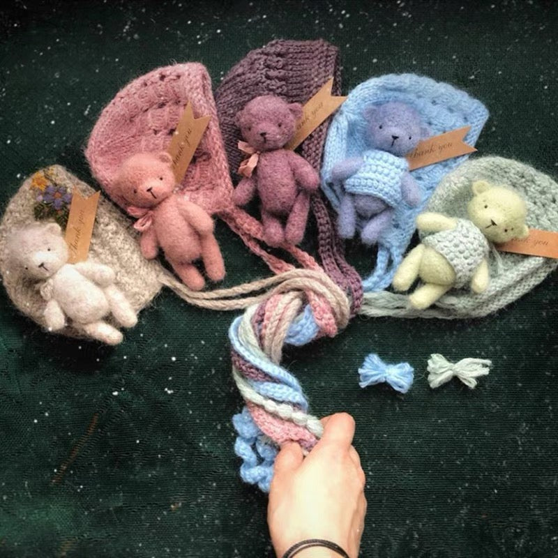 Needle Felting《bear》 Material Kit Handmade ,Animal Needle Felting Kit for Beginners 1set(2bears)076
