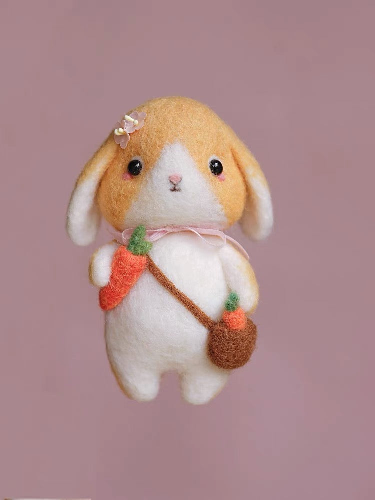 Needle Felting《rabbit》 Material Kit with Light Handmade ,Animal Needle Felting Kit for Beginners 1set(2 cats)073