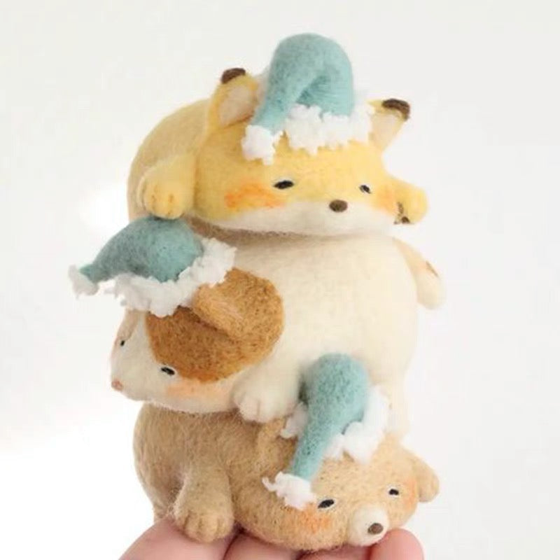 Needle Felting《bears》 kit Handmade ,Animal Needle Felting Kit for Beginners 1set(3 bears)070