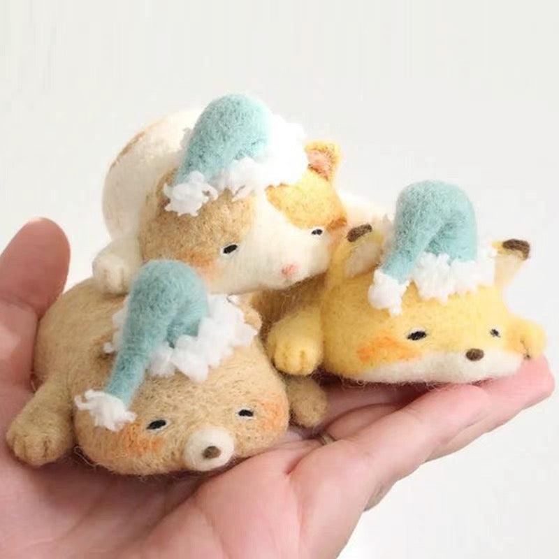 Needle Felting《bears》 kit Handmade ,Animal Needle Felting Kit for Beginners 1set(3 bears)070