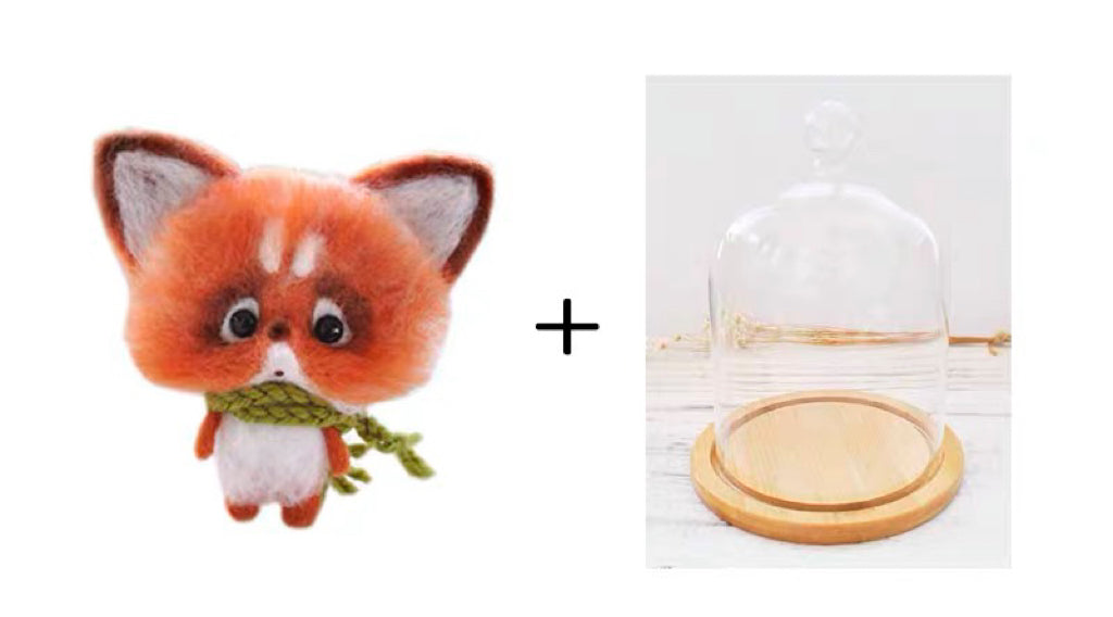 Needle Felting《fox》 Material Kit with Light Handmade ,Animal Needle Felting Kit for Beginners 1set(2 foxes)065