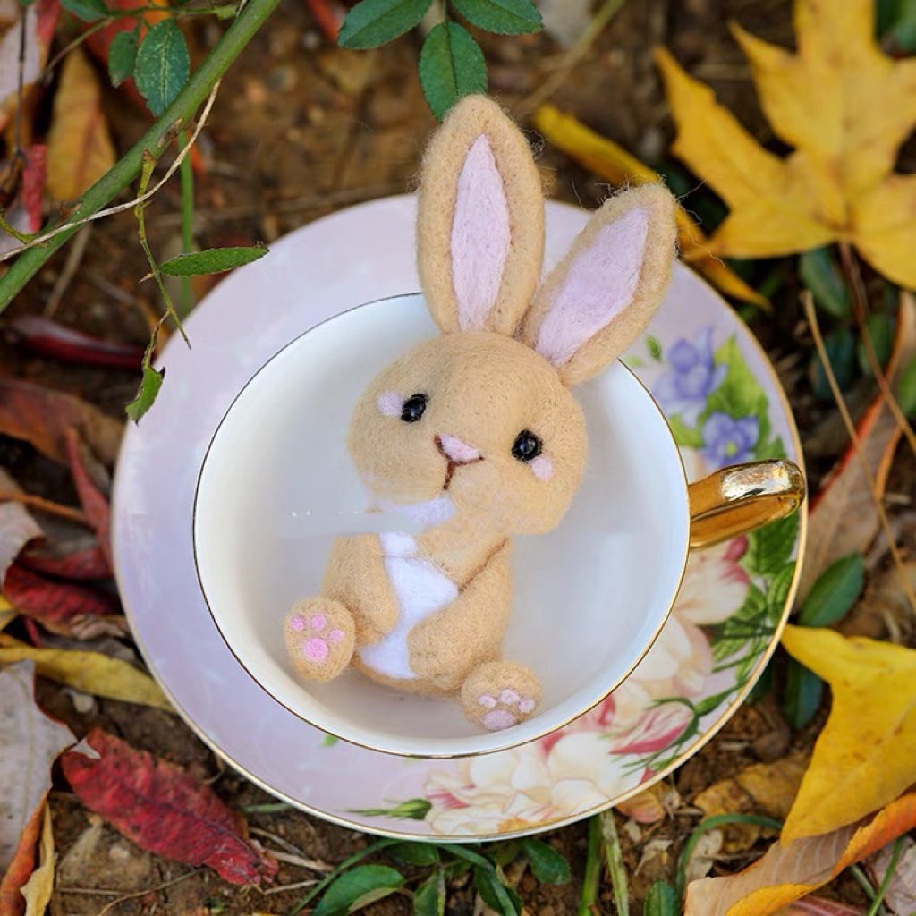 Needle Felting《rabbit》 Kit Handmade ,Animal Needle Felting Kit for Beginners 1set(2 rabbit)064