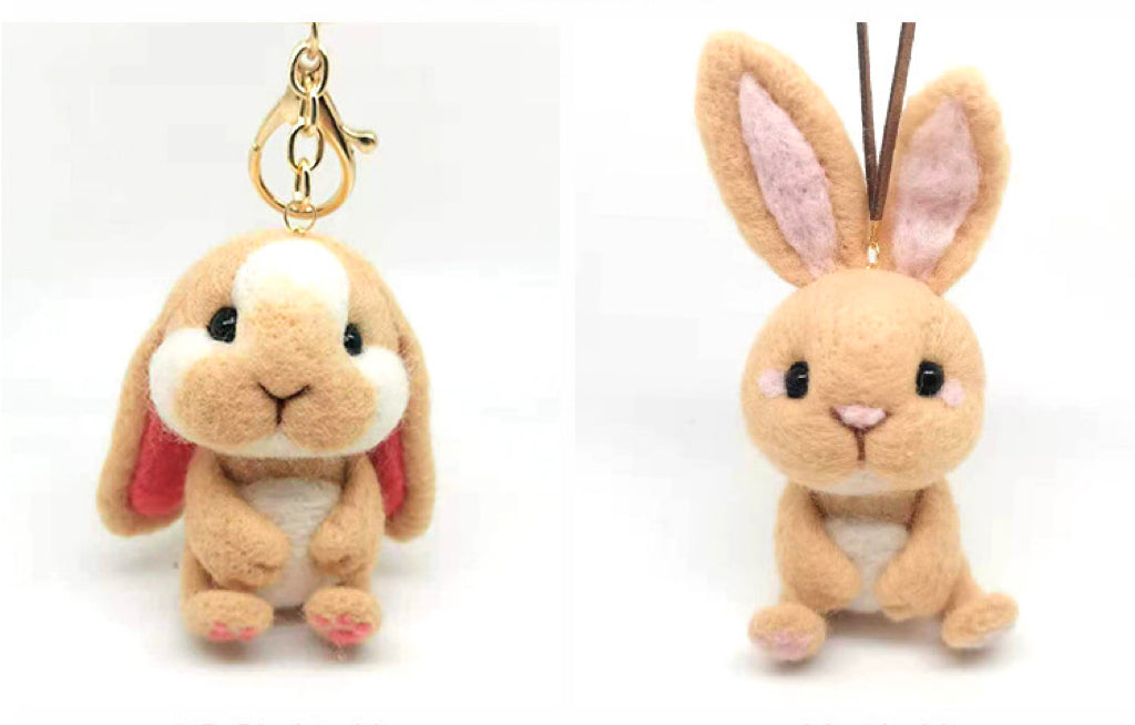 Needle Felting《rabbit》 Kit Handmade ,Animal Needle Felting Kit for Beginners 1set(2 rabbit)064