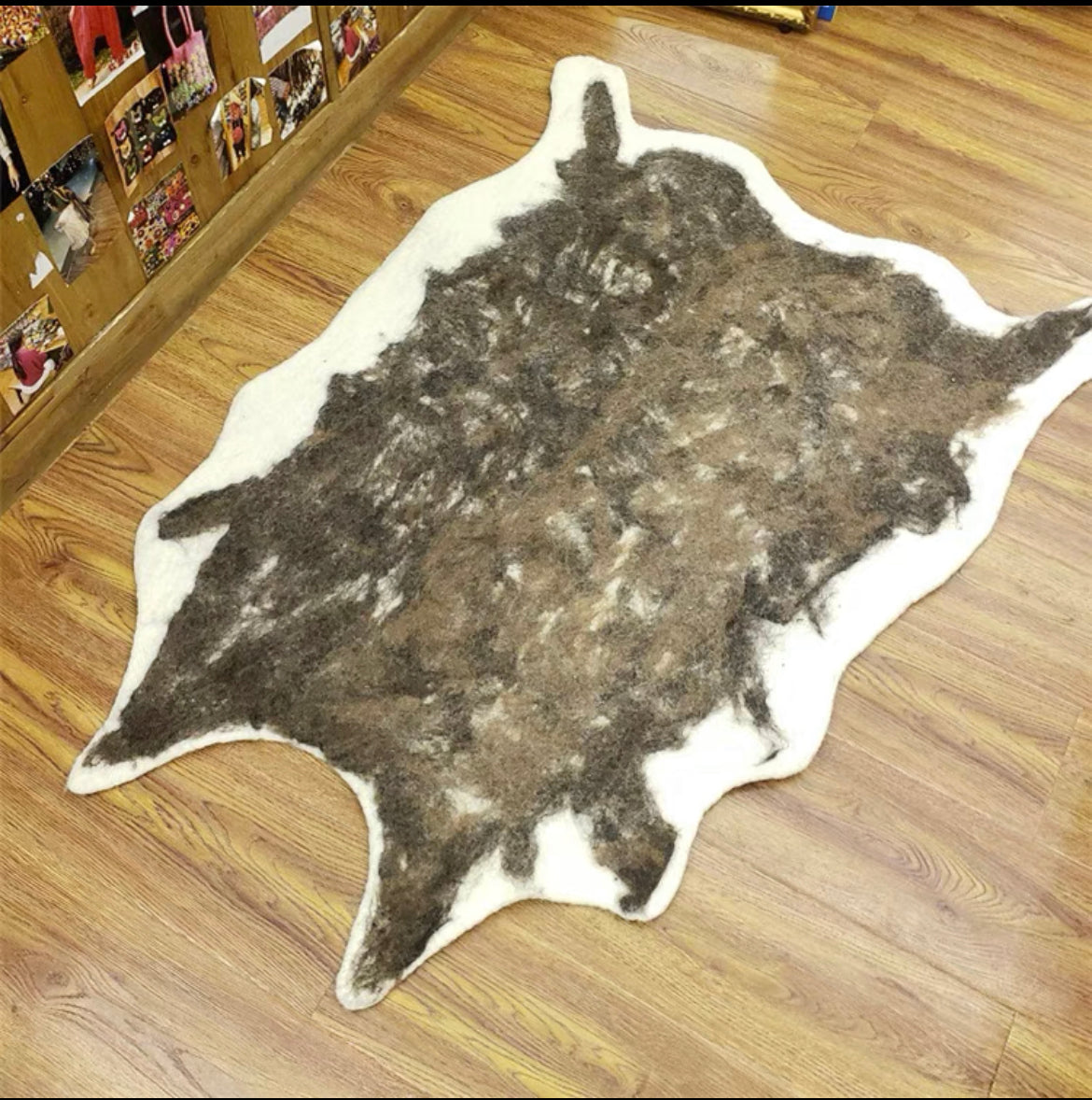 Needle felting Felt carpet with animals detail,Handmade 022