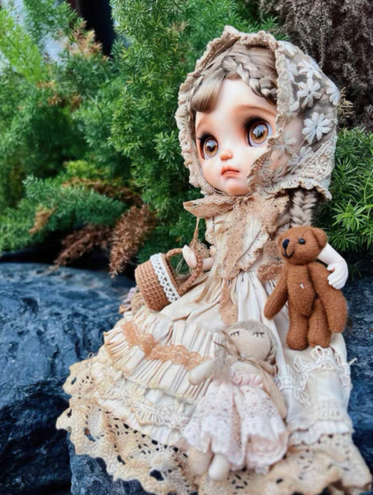 White Long Dress Night Dress for Blythe,BJD 1/6 Doll Clothes Customized 04