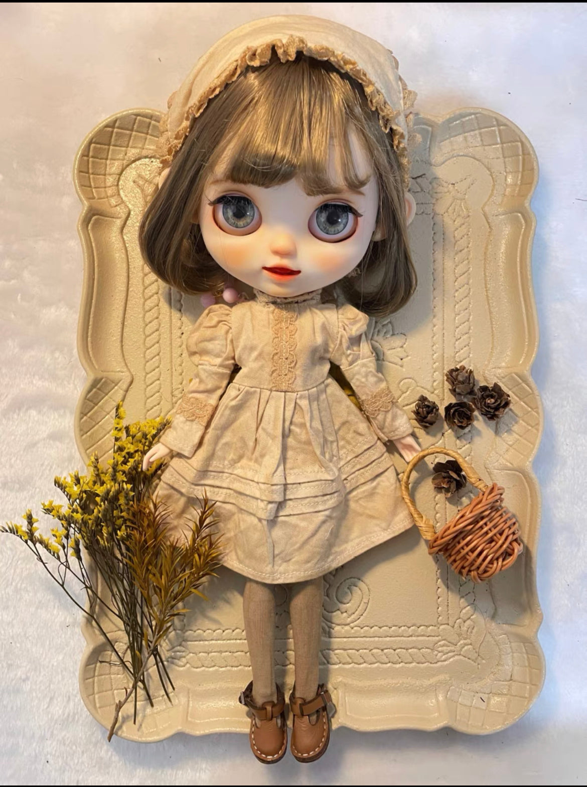 White Long Dress Night Dress for Blythe,BJD 1/6 Doll Clothes Customized 04