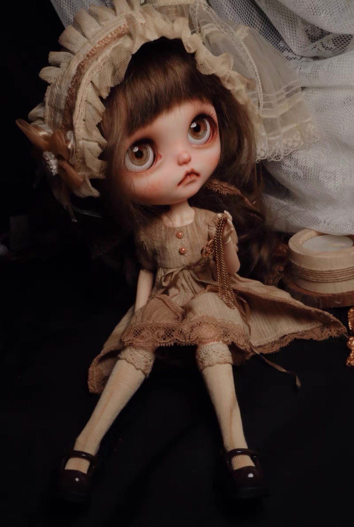 White Long Dress Night Dress for Blythe,BJD 1/6 Doll Clothes Customized 07
