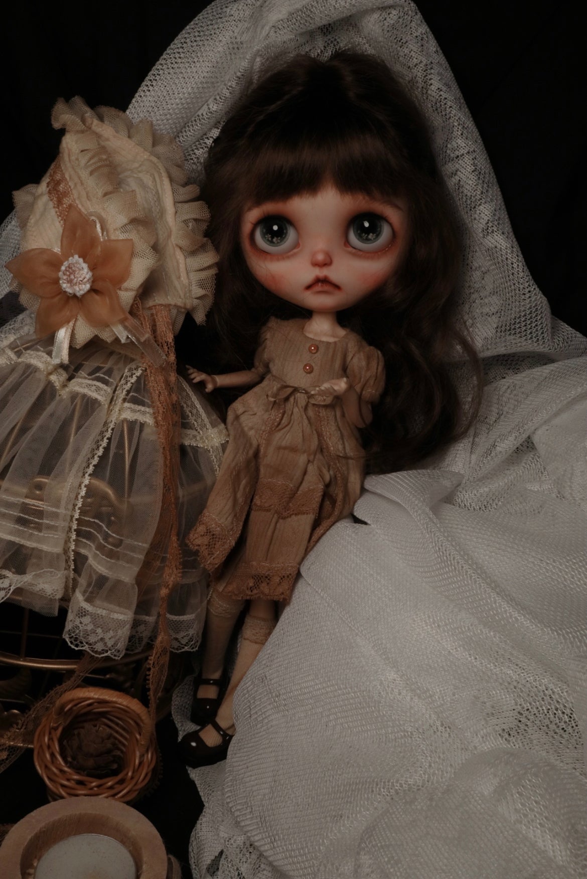 White Long Dress Night Dress for Blythe,BJD 1/6 Doll Clothes Customized 07