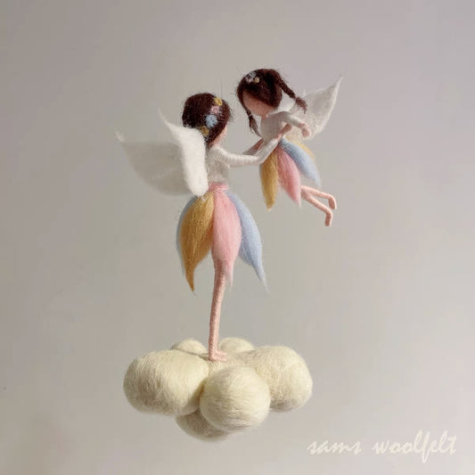 Guardian angel needle felted waldorf doll fairy doll, wool Material Kit Halloween Christmas Gift03