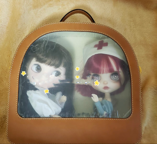 BLYTHE BJD CARRYCASE FOR OB 24 DOLL/ BLYTHE DOLL /1/6 BJD travel bag Protective For Doll leather backpack Handmade 02