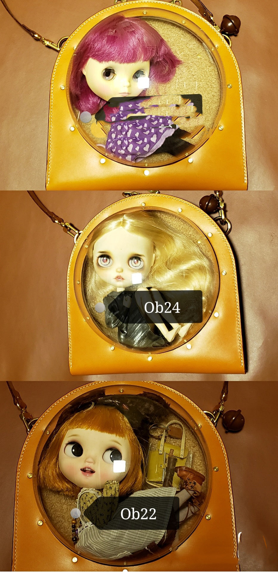 BLYTHE BJD CARRYCASE FOR OB 24 DOLL/ BLYTHE DOLL /1/6 BJD travel bag Protective For Doll leather backpack Handmade 10