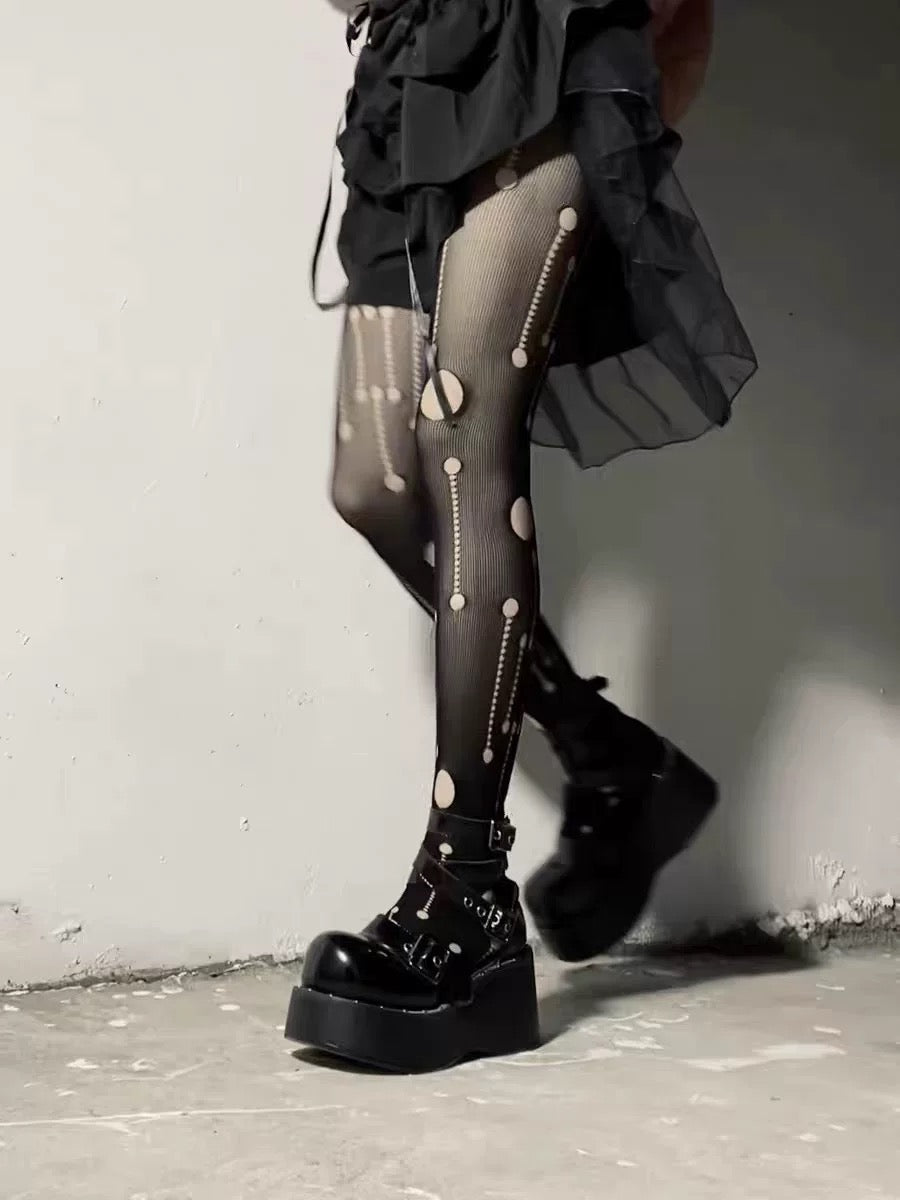 Darkness Revealed: Gothic Hollow-Out Stockings 02