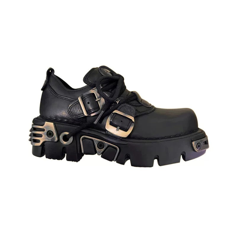 Step into the Dark Side: Gothic Thick-Soled Leather Shoes for a Bold Look 01