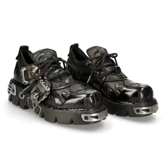 Step into the Dark Side: Gothic Thick-Soled Leather Shoes for a Bold Look 02