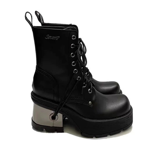 Step into the Dark Side: Gothic Thick-Soled Leather Shoes for a Bold Look 03