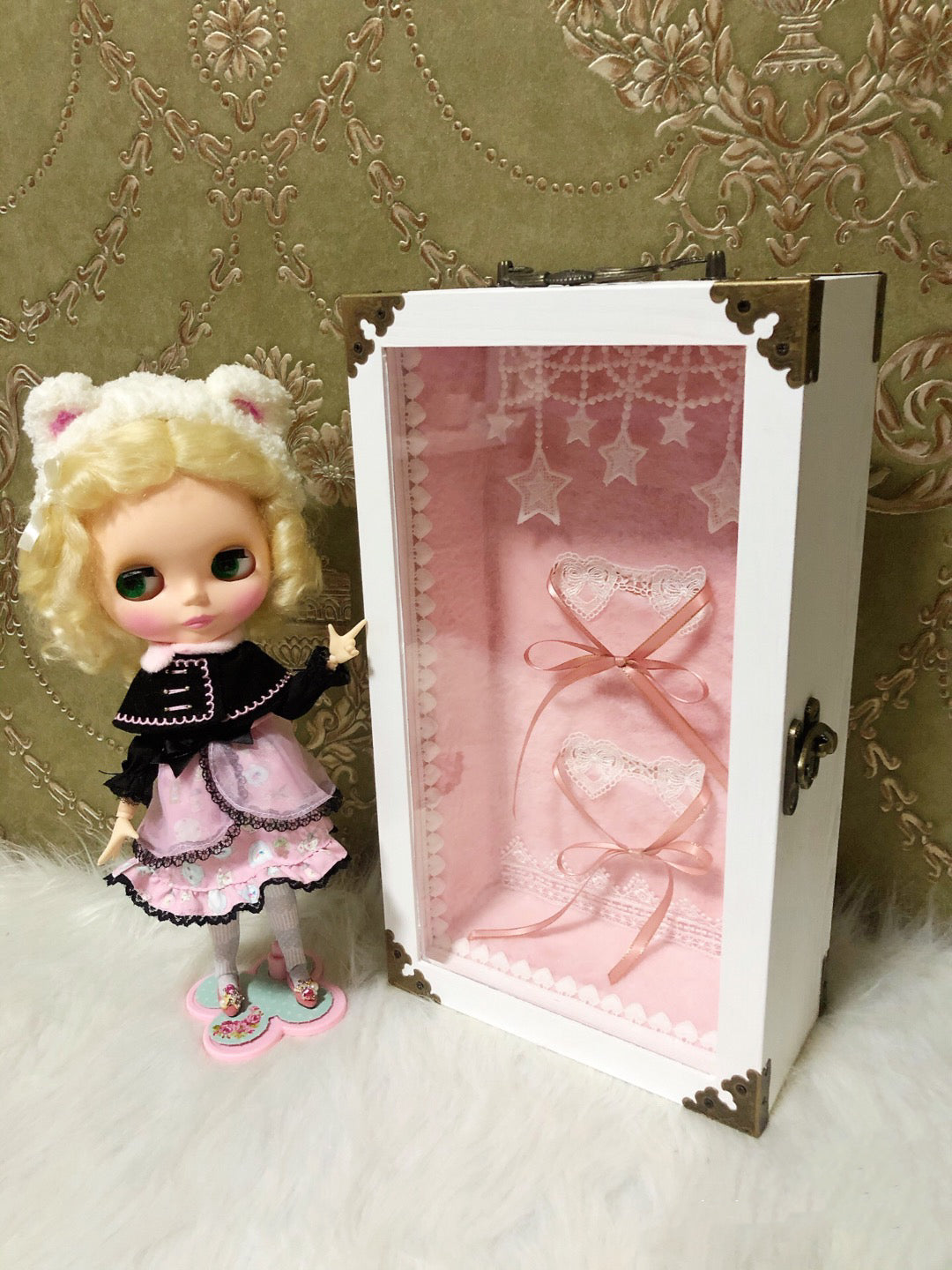 Blythe/BJD dollhouse dioramaroom French room box DOLLSHOWCASE/DISPLAYCASE/CARRYCASE for 12" blythe dolls 1:6 BJD/BARBIE/MONSTERHIGH DOLLS10