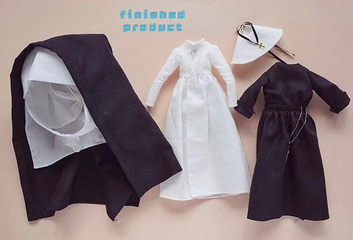 BLYTHE DOLL cloth Dress sewing pattern , Dolls clothes pattern and tutorial, Clothes sewing pattern for stuffies,BLYTHE DOLL NUN cloth raw material DRESS 03