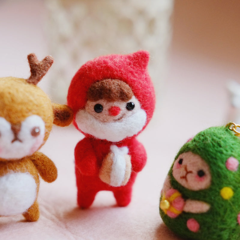Chrismas animals needle felted wool Material Kit Halloween Christmas Gift013