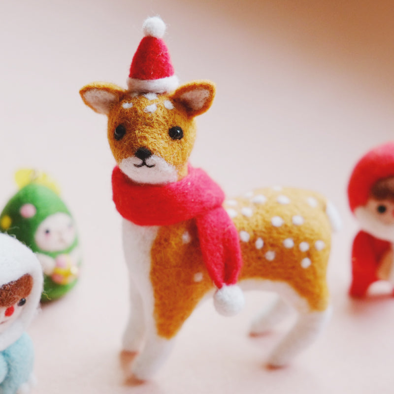 Chrismas animals needle felted wool Material Kit Halloween Christmas Gift013