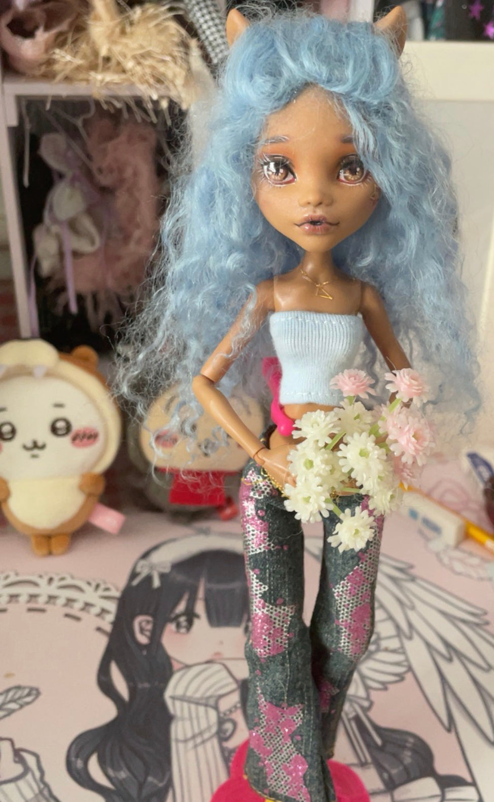 MONSTER HIGH DOLL OOAK CUSTOM，MONSTER HIGH DOLLS REPAINT,FRANKIE,DRACULAURA,LAGOONA ETC.- ART DOLL 0187