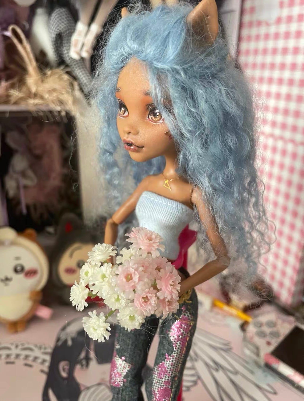 MONSTER HIGH DOLL OOAK CUSTOM，MONSTER HIGH DOLLS REPAINT,FRANKIE,DRACULAURA,LAGOONA ETC.- ART DOLL 0187